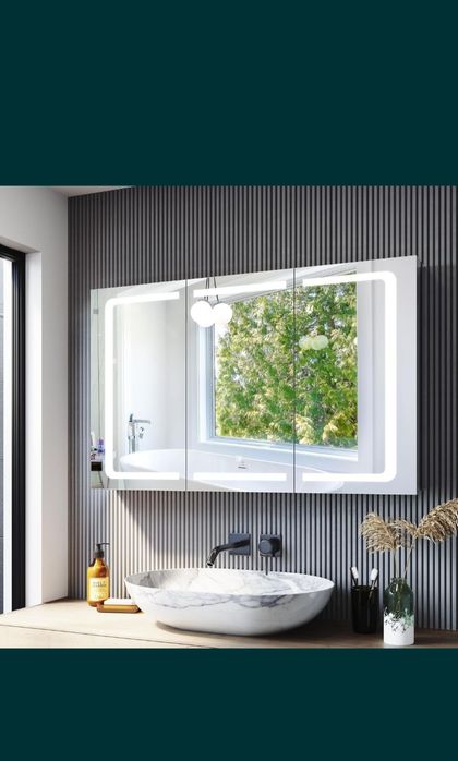 Szafka łazienkowa wisząca z lustrem LED 105x65 cm Generic Sonni biała