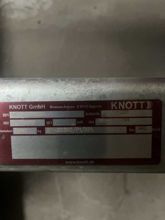 nowe osie knott 1800kg