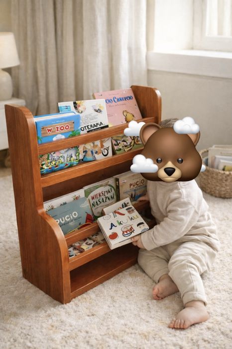 Biblioteczka dziecięca drewniana retro koniak wysylka