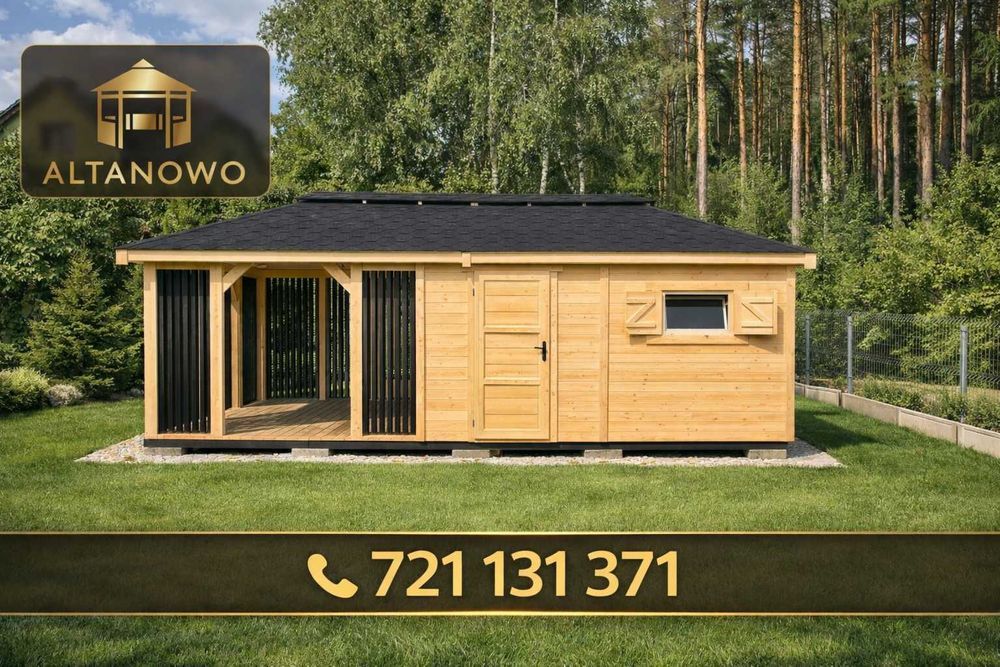 Domek drewniany ogrodowy z altaną letniskowy bez pozwolenia