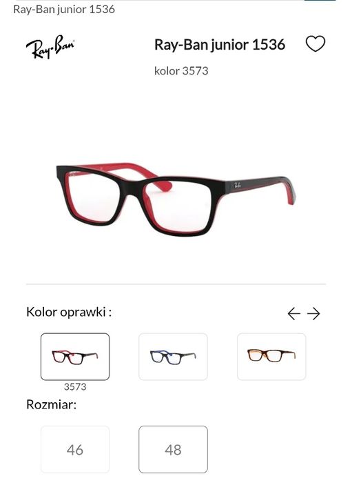 Oprawki dziecięce Ray Ban rozm. 48