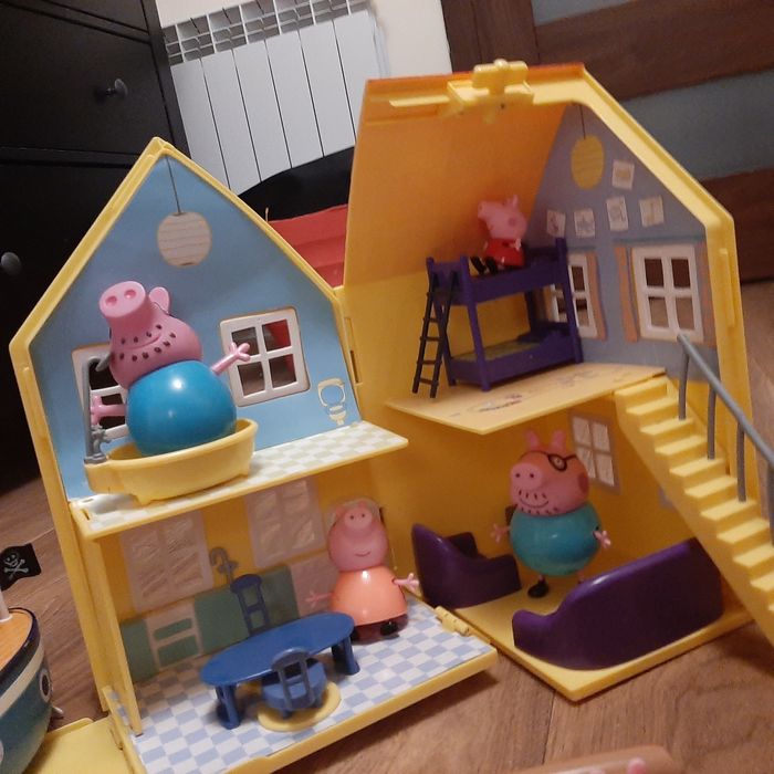 Zestaw świnka peppa domek łódka szkoła camper puzzle auto plecak plusz