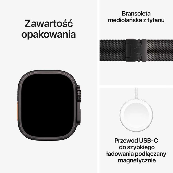 Nowy Apple Watch Ultra 2 Black Titanium Milanese Loop MX5V3WB/A Wawa