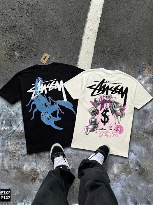XS - XXL • Новая Футболка Stussy SunSet • Чорна / Біла