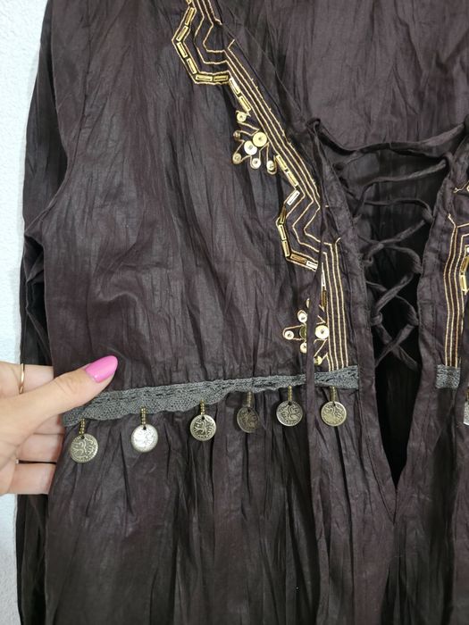 Brązowa koszula damska czekoladowa bluzka  etno hippie alternative uni