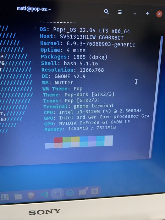 Laptop Sony Vaio I3 8GB ram Nvidia GeForce Dysk SSD Bateria do wymiany