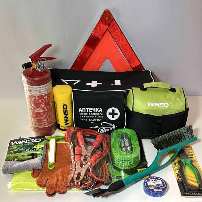 Набір Автомобіліста с1400 вогнегасник аптечка компресор огнетушитель