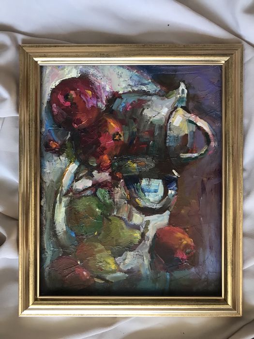 Картини олійні в рамі Квіти Подарунки Натюрморти Іриси Троянди Гітара