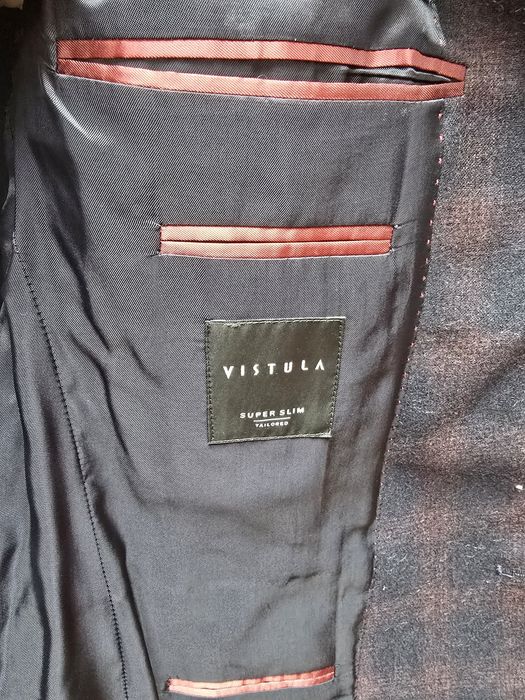 Marynarka Vistula - super slim, czarno-bordowa