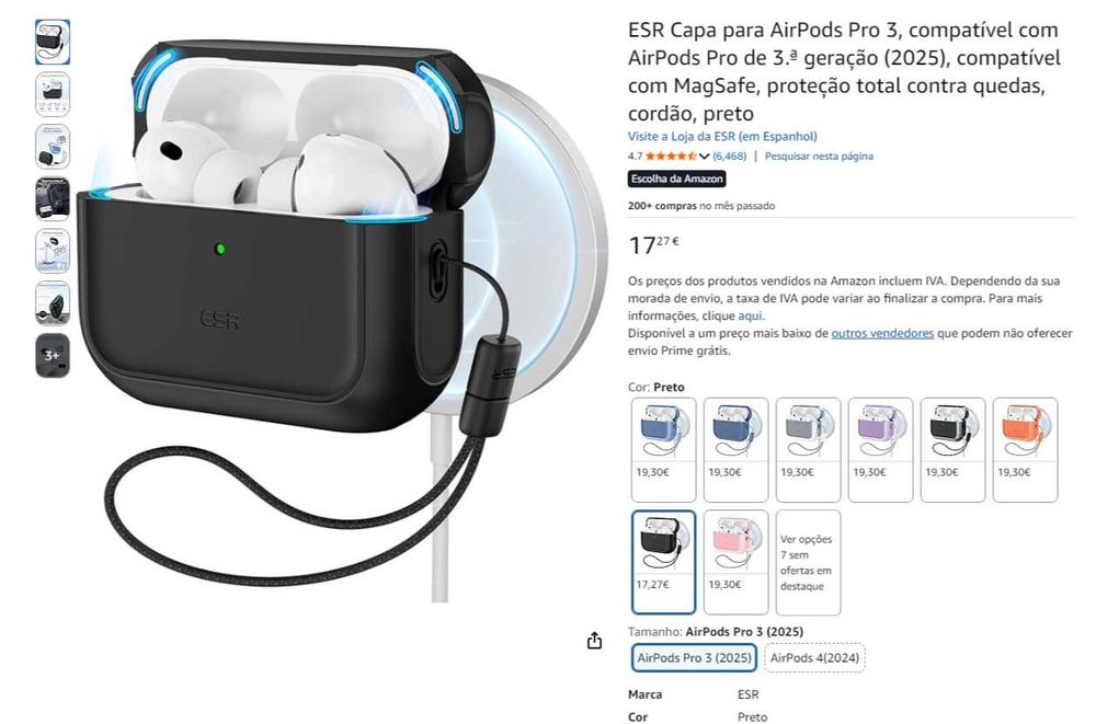 Capa para AirPods Pro 3 com MagSafe (nova)