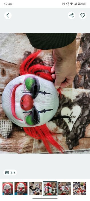 Маска клоун, джокер для маскараду