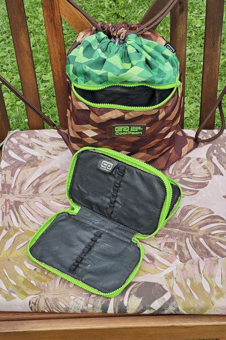 Komplet plecak, bidon, torba i piornik  Coolpack Joy S Minecraft Pixel