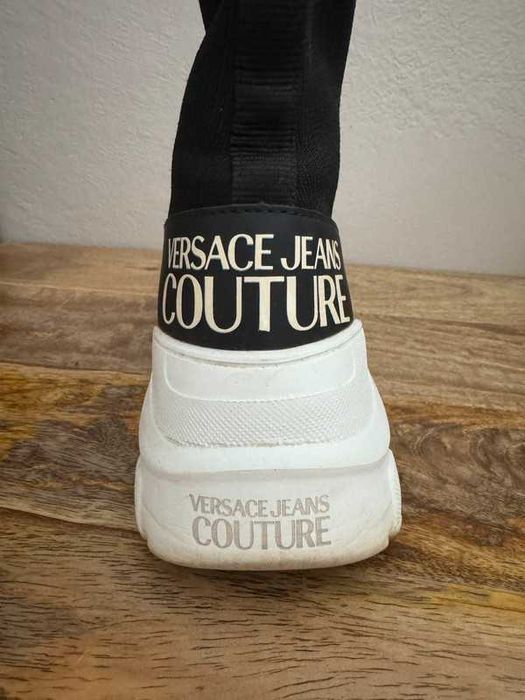 Czarne sneakersy wysokie skarpetkowe Versace Jeans Couture 37
