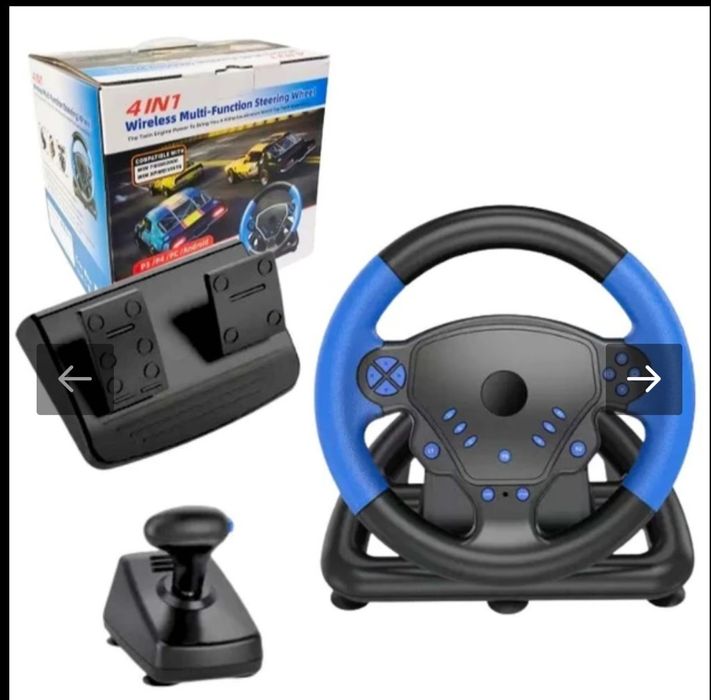 Розпродаж Кермо ігрове з педалями та коробкою передач 4в1