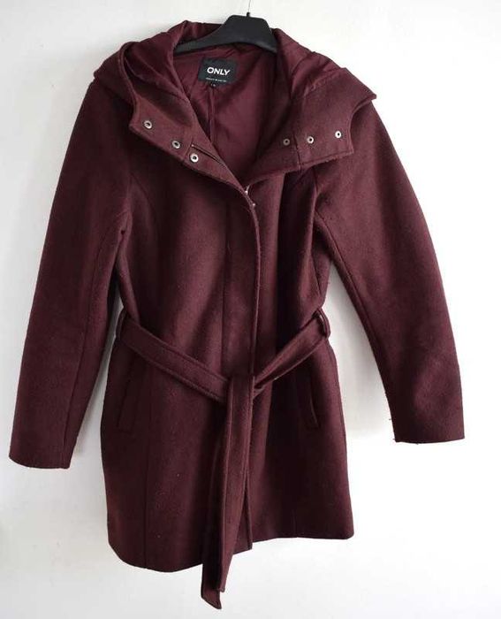 Only płaszcz wiosenny bordowy 40 l damski