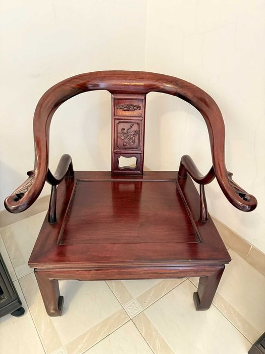 Conjunto Sala Chinês em Pau-Rosa — Sofá 2 Lugares + 2 Cadeirões (Horseshoe)