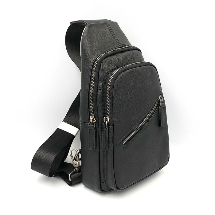 Сумка чоловіча шкіряна слінг leather 9036 Black Сумка мужская кожаная