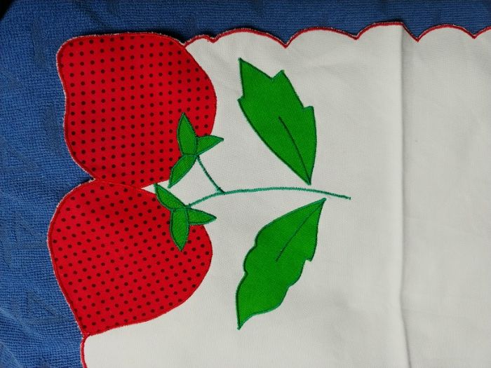 Naperons cozinha tecido com aplicacoes bordadas