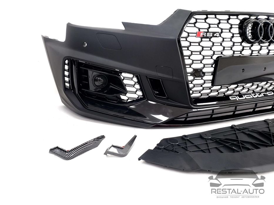 Передний бампер Audi A4 B9 2015-2019 год RSU в стиле RS4 Под радары
