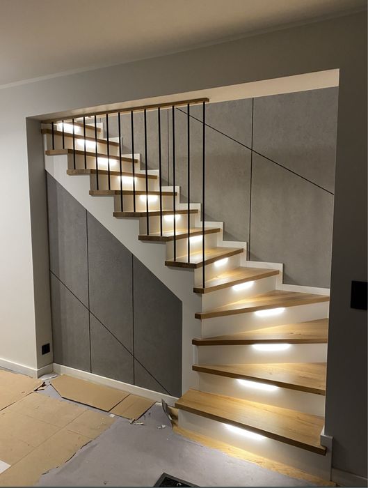 Schody na beton, stopnie, nakładki drewniane