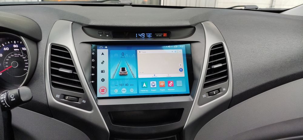 Магнитола Hyundai Elantra, QLED, 4G, процессор 8 ядер + CarPlay 4GB.