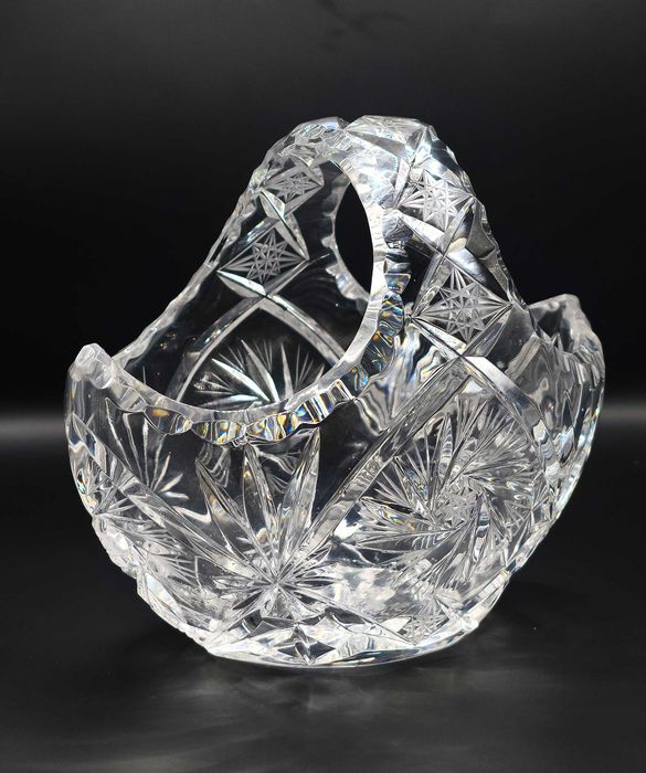 Piękny kryształowy koszyk PRL