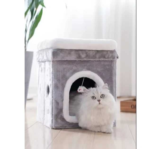Будинок-лежак для котів, сірий, S: 31*31*41 cм 7.14.333