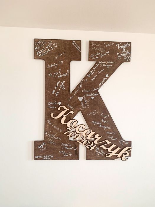 Drewniana księga gości, litera 60 cm