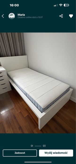 łózko drewniane pojedyncze sypialniane 90x200 materac rama kanapa