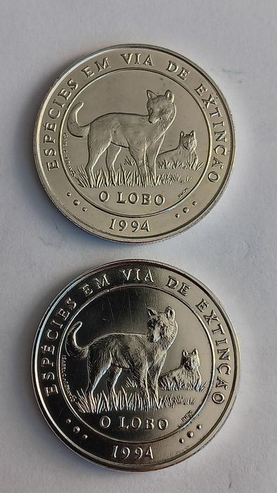 Moedas de 1000 escudos prata Lobo. 1994