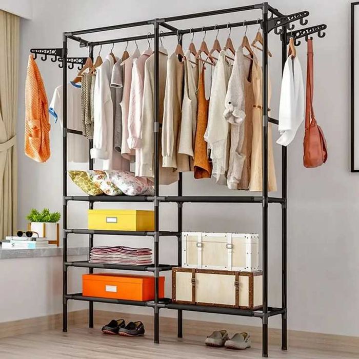 Вішалка для одягу і взуття з полками велика 86-43-173см