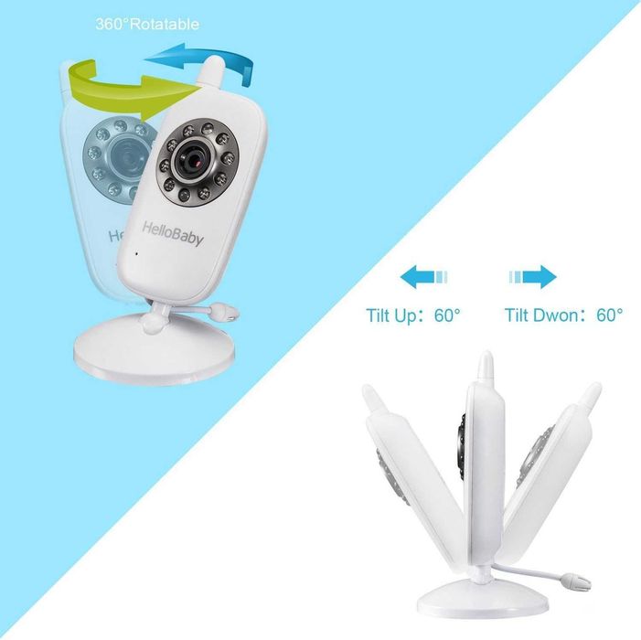 Niania elektroniczna HelloBaby HB32, 3,2" biała, z Kamera HD, Tryb Nocny