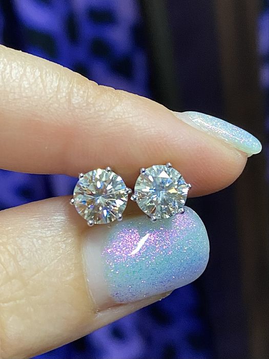 Срібні сережки з діамантами муасанітами 1ct+1ct. Сертифікат!