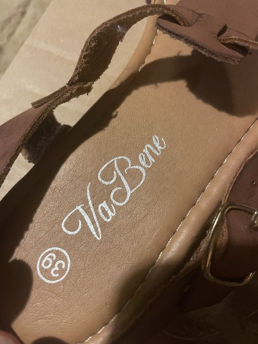 Va Bene lekkie wygodne sandały 38 skórzane niebieskie brązowe nowe git