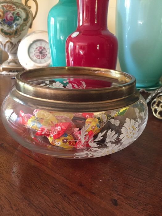 Конфетница французская стекло и бронза