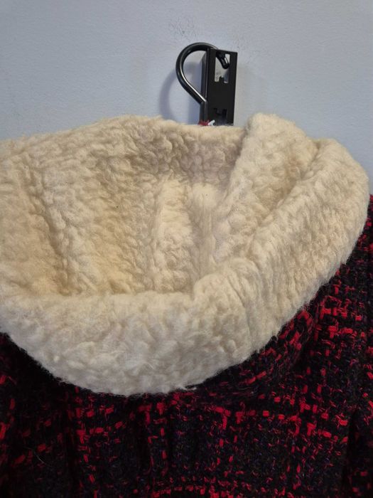 Kurtka dziecięca w kratkę z kapturem miś