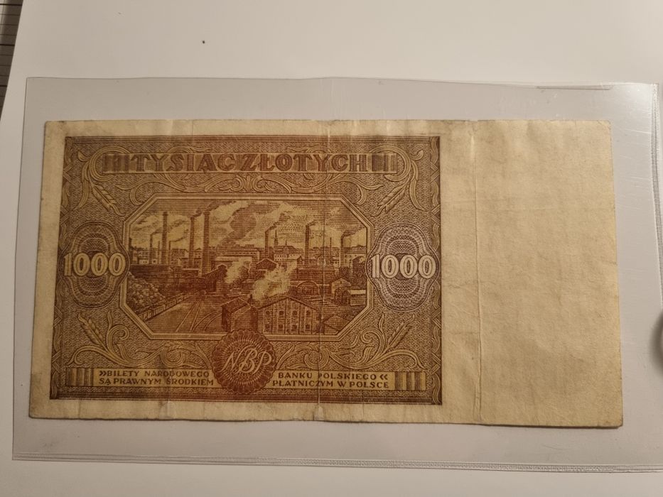 Banknot 1000 złotych 1946 seria zastępcza Wb.