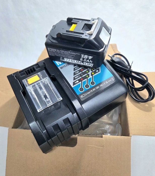 Bateria 18V 8Ah + carregador MTC2003 – compatível com Makita LXT