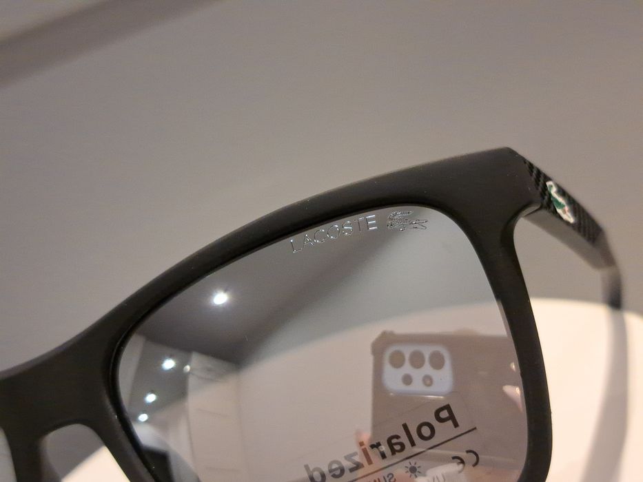 LACOSTE męskie okulary przeciwsłoneczne nowe czarne lustrzanki polaryz