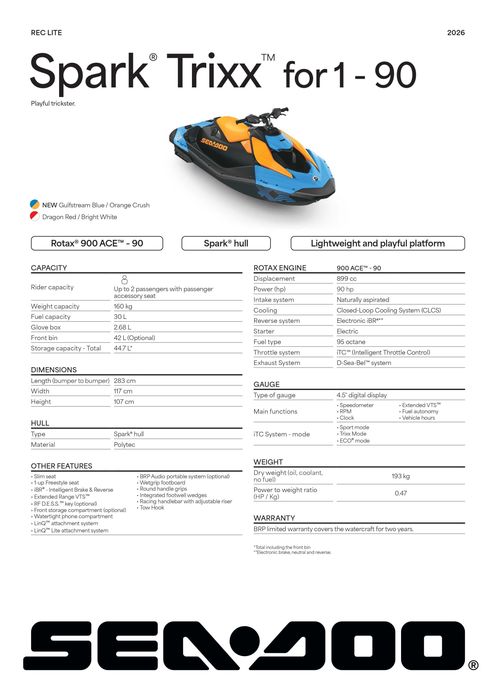 Nowy Sea-Doo Spark Trixx 90 1UP | 2026