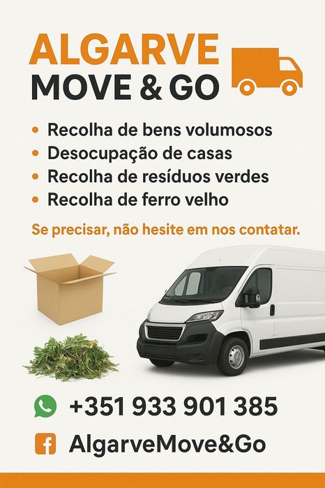Fazemos mudanças, desocupação de casas, recolha de resíduos etc.