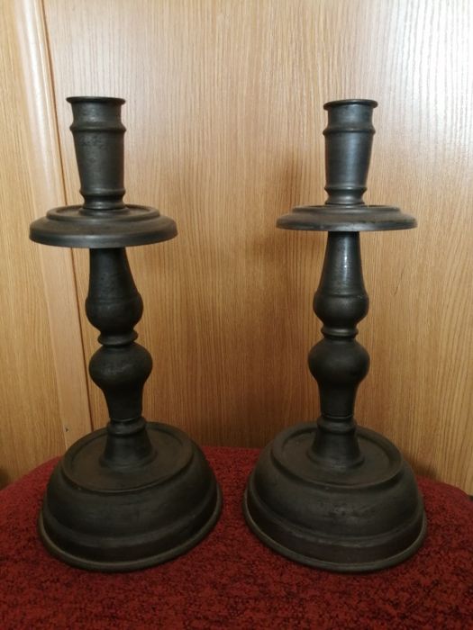 Castiçais em Estanho antigos