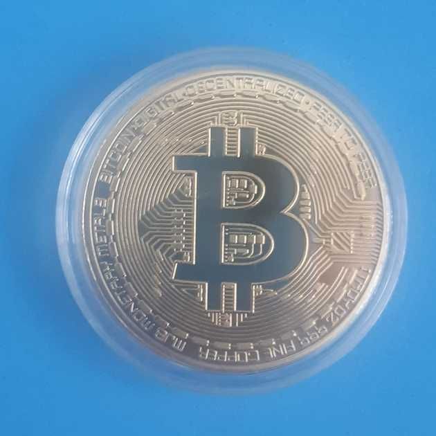 Сувенірна монета Біткоїн(Bitcoin) BTC, на подарунок в капсулі
