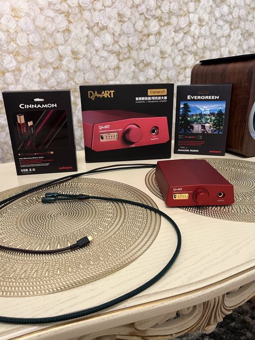 ЦАП и усилитель для наушников YuLong DAART Canary II + фирменный кабель AudioQuest - Готовый комплект для качественного звука с ПК, MacBook, iPhone