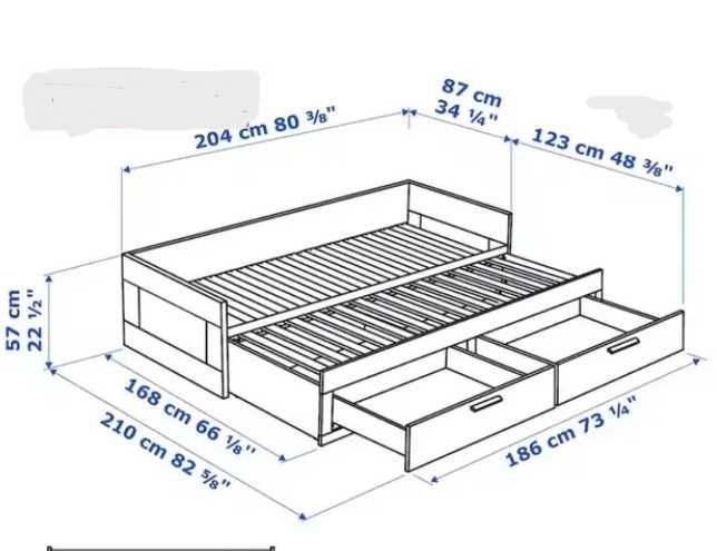 Cama individual / Cama de casal + gavetões