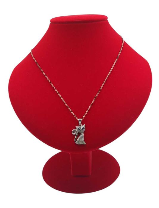 Srebrny łańcuszek z zawieszką w kształcie kota 925p | 3,16g | dł. 45 cm