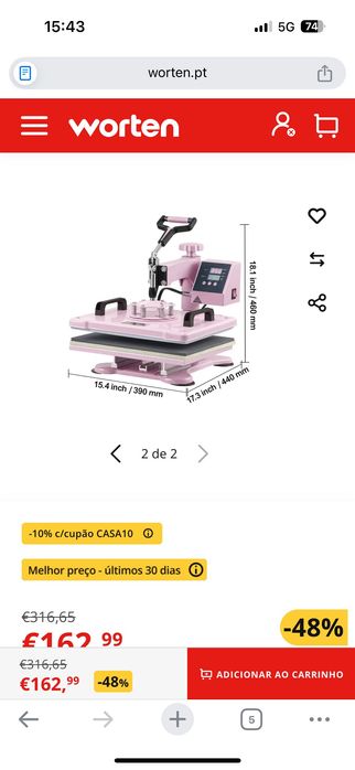 Prensa térmica para sublimação