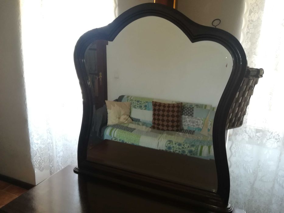 Comoda Com Espelho Madeira Maciça Castanho