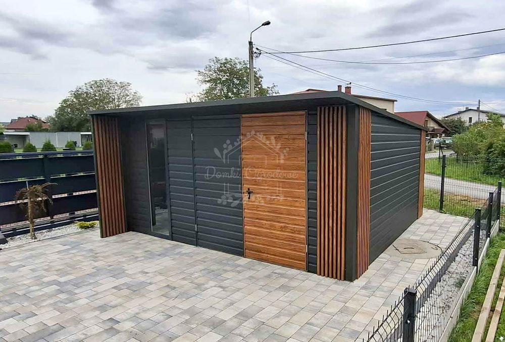 Schowek - Domek ogrodowy 5x4m  drewnopodowny - antracyt  ID1137