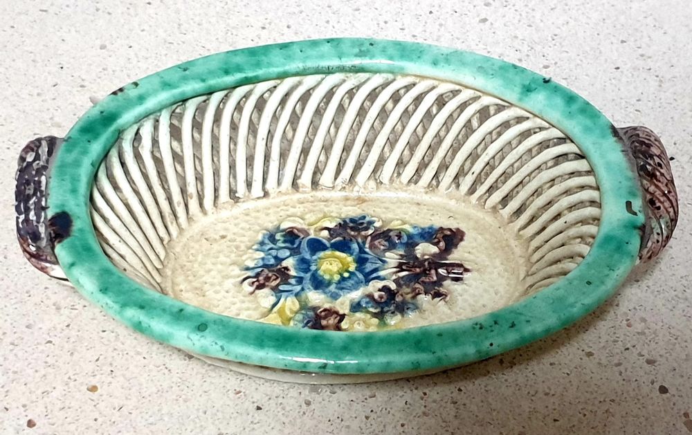 Antique Faience Basket from Caldas da Rainha